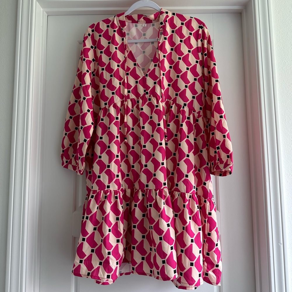 Short Printed Tiered Dress